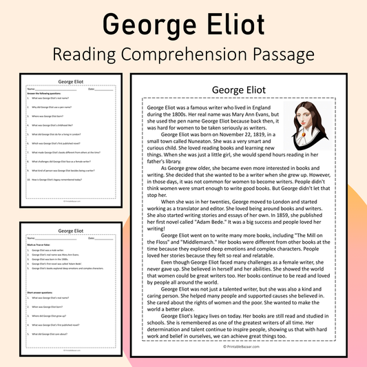 George Eliot | Reading Comprehension Passage Printable Activity
