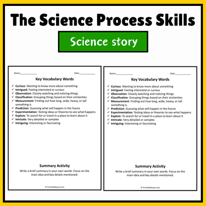 The Science Process Skills | Science Story Reading Comprehension Activity