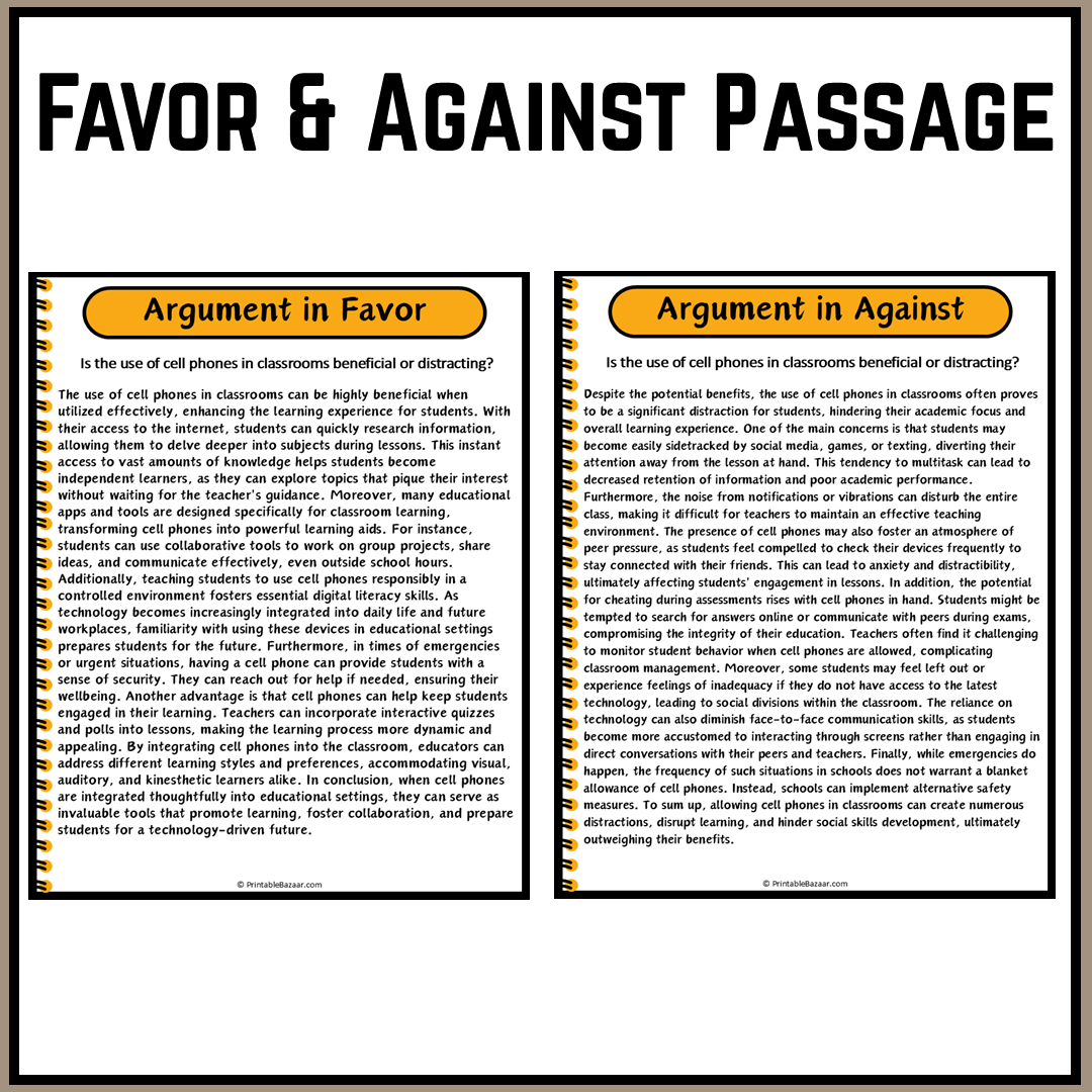 Is the use of cell phones in classrooms beneficial or distracting? | Debate Case Study Worksheet