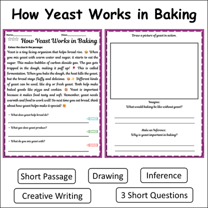 How Yeast Works in Baking | Short Reading Comprehension Creative Worksheet
