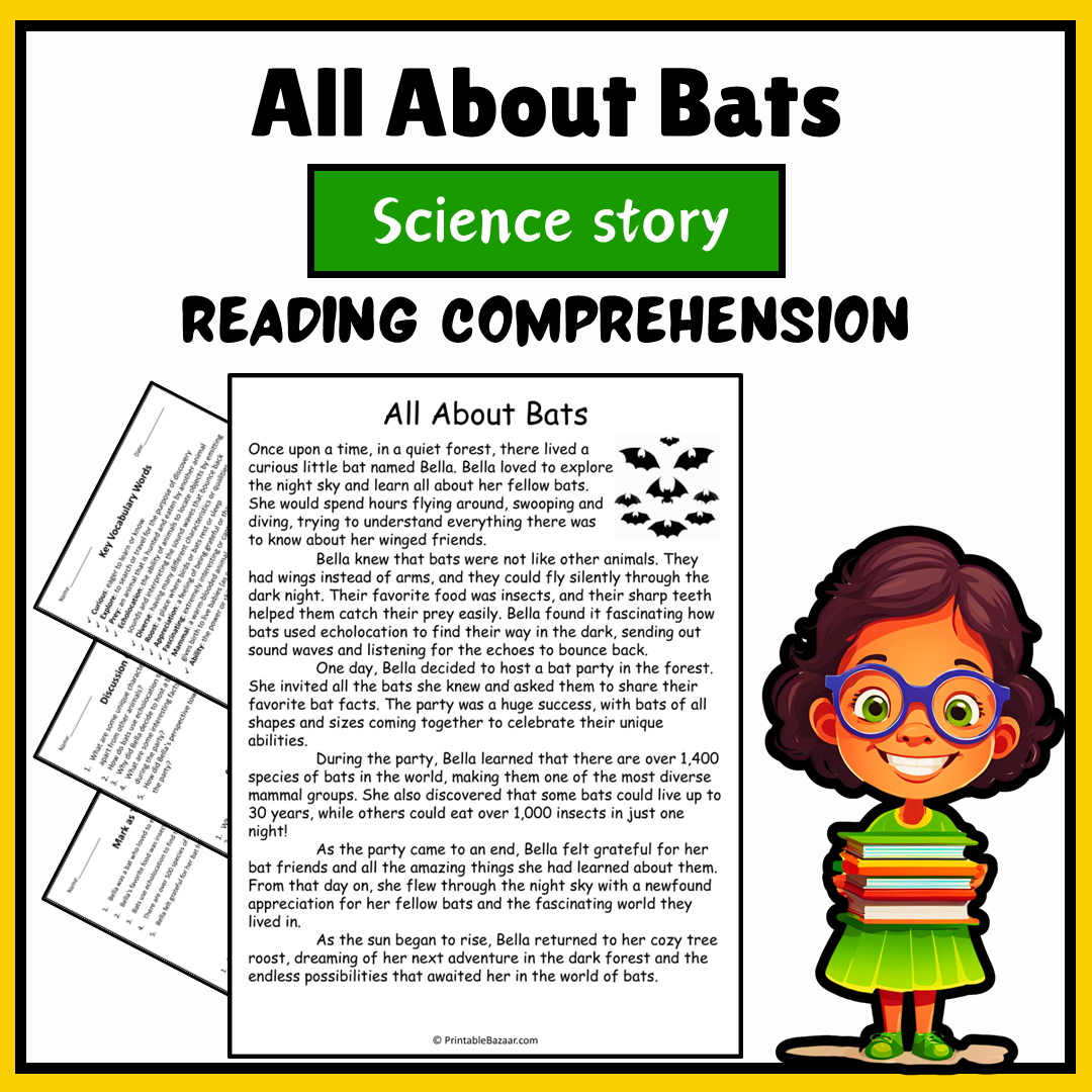 All About Bats | Science Story Reading Comprehension Activity