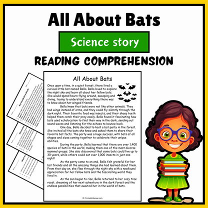 All About Bats | Science Story Reading Comprehension Activity