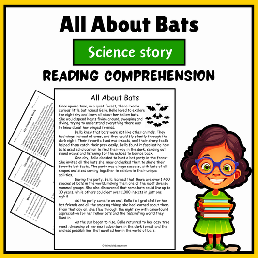 All About Bats | Science Story Reading Comprehension Activity