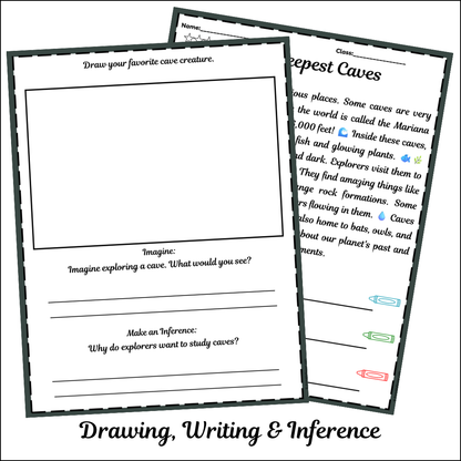 Deepest Caves | Short Reading Comprehension Creative Worksheet