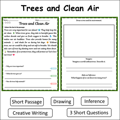 Trees and Clean Air | Short Reading Comprehension Creative Worksheet