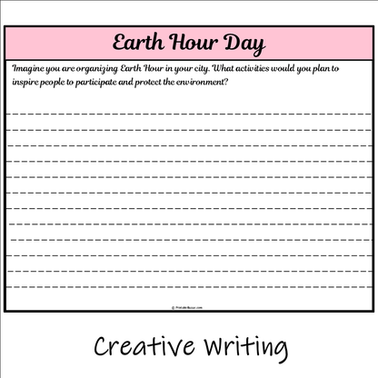 Earth Hour Day | Main Idea and Supporting Details Reading Passage and Questions