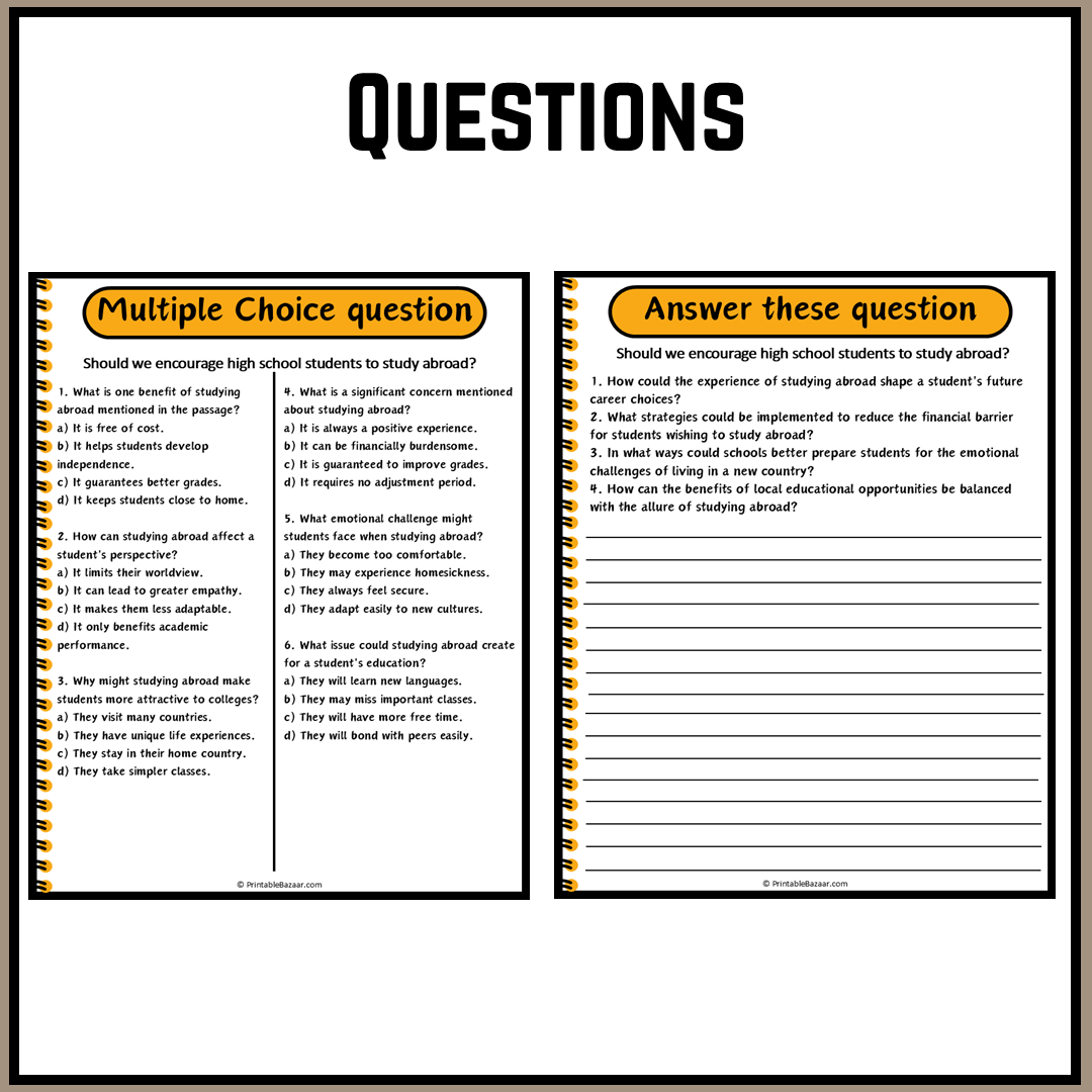 Should we encourage high school students to study abroad? | Debate Case Study Worksheet