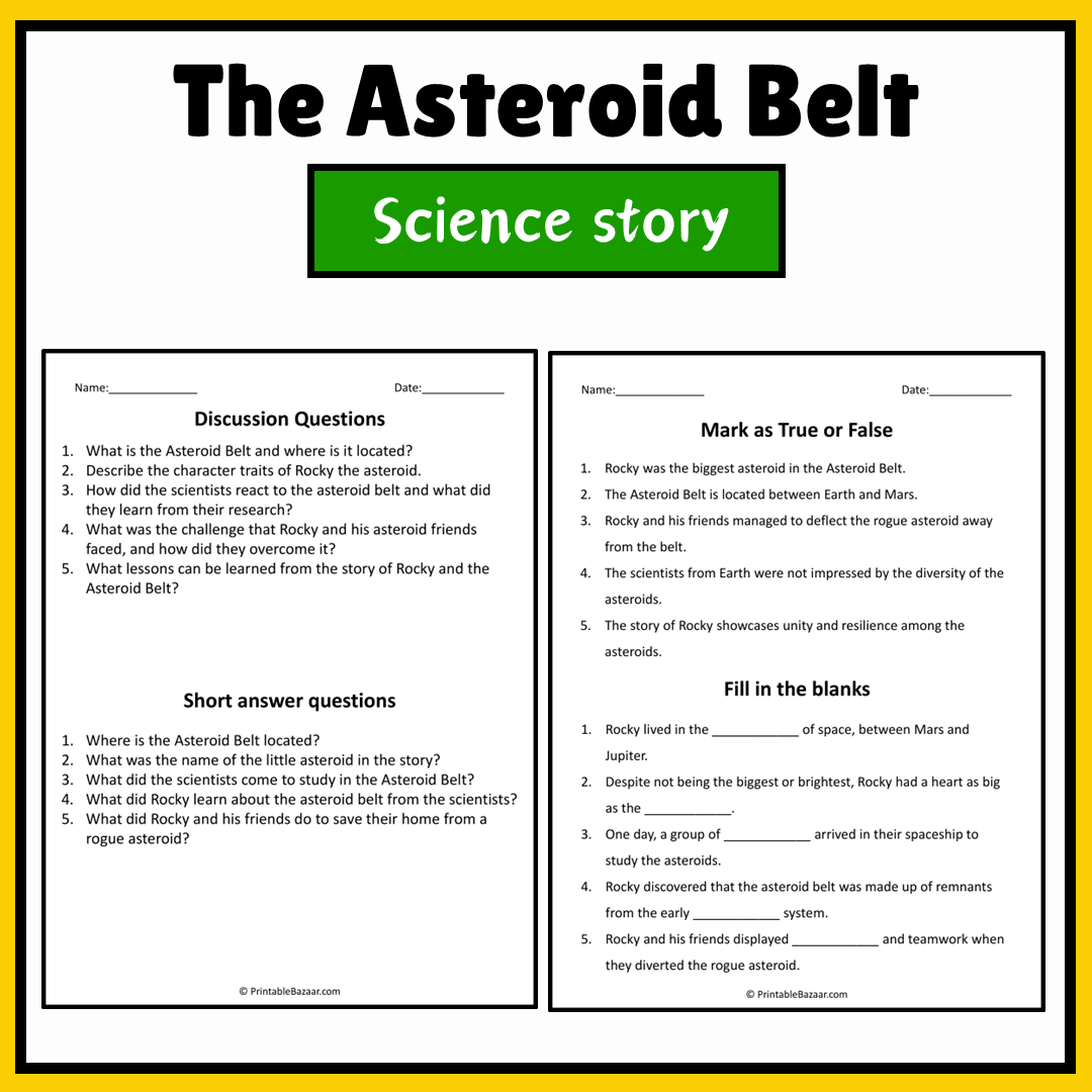 The Asteroid Belt | Science Story Reading Comprehension Activity