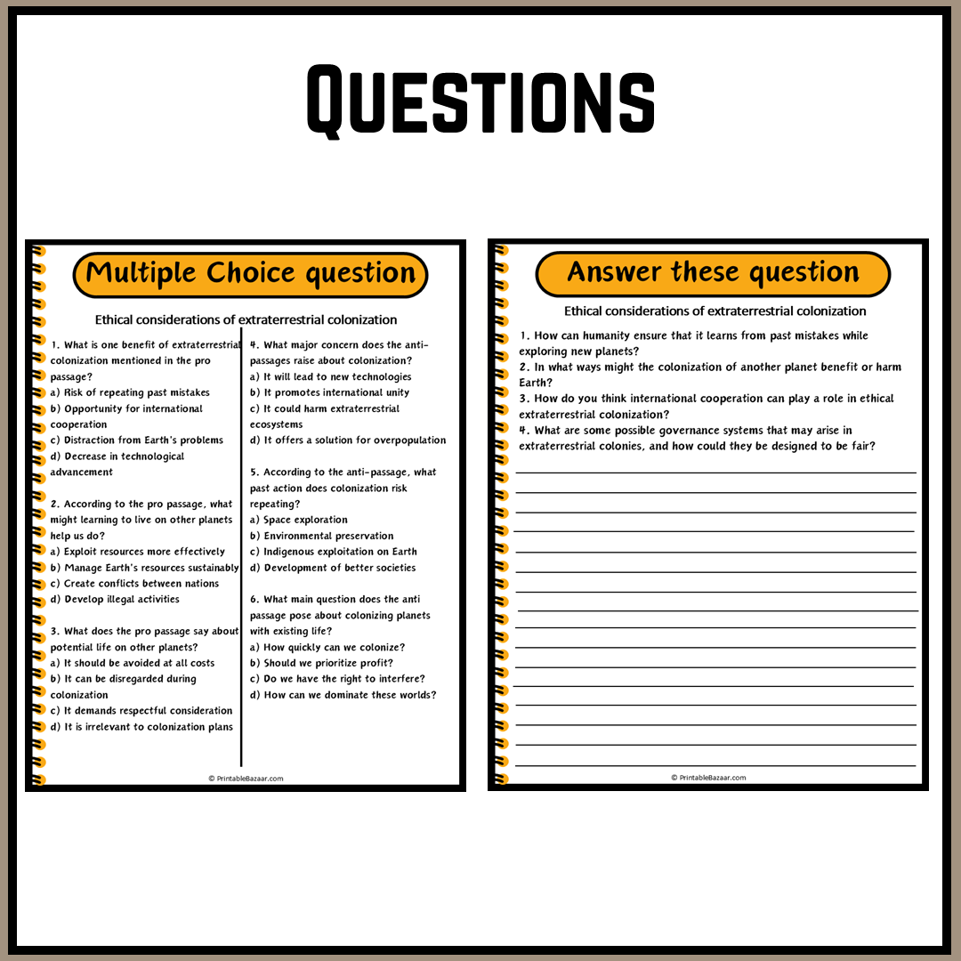 Ethical considerations of extraterrestrial colonization | Debate Case Study Worksheet