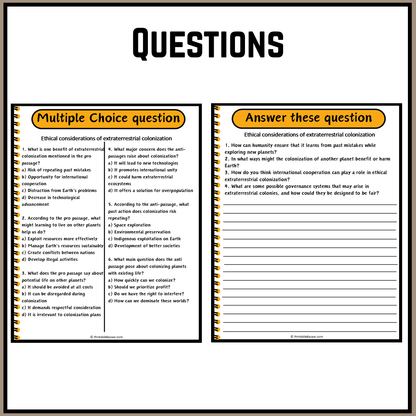 Ethical considerations of extraterrestrial colonization | Debate Case Study Worksheet