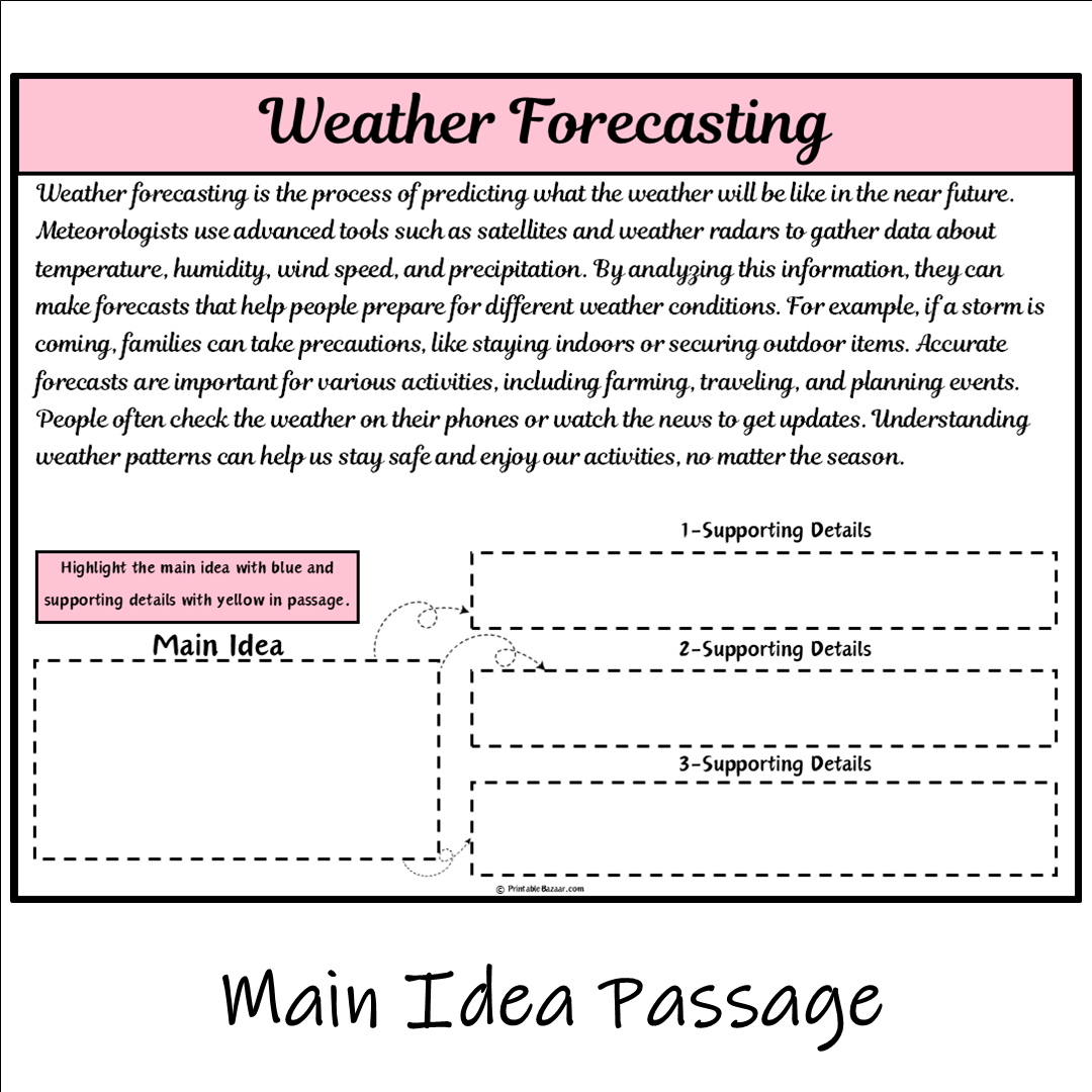 Weather Forecasting | Main Idea and Supporting Details Reading Passage and Questions