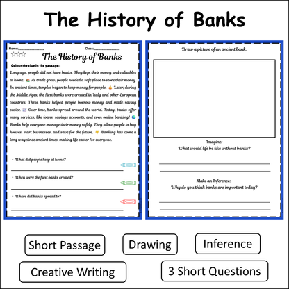 The History of Banks | Short Reading Comprehension Creative Worksheet