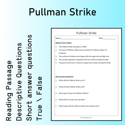 Pullman Strike | Reading Comprehension Passage Printable Worksheet
