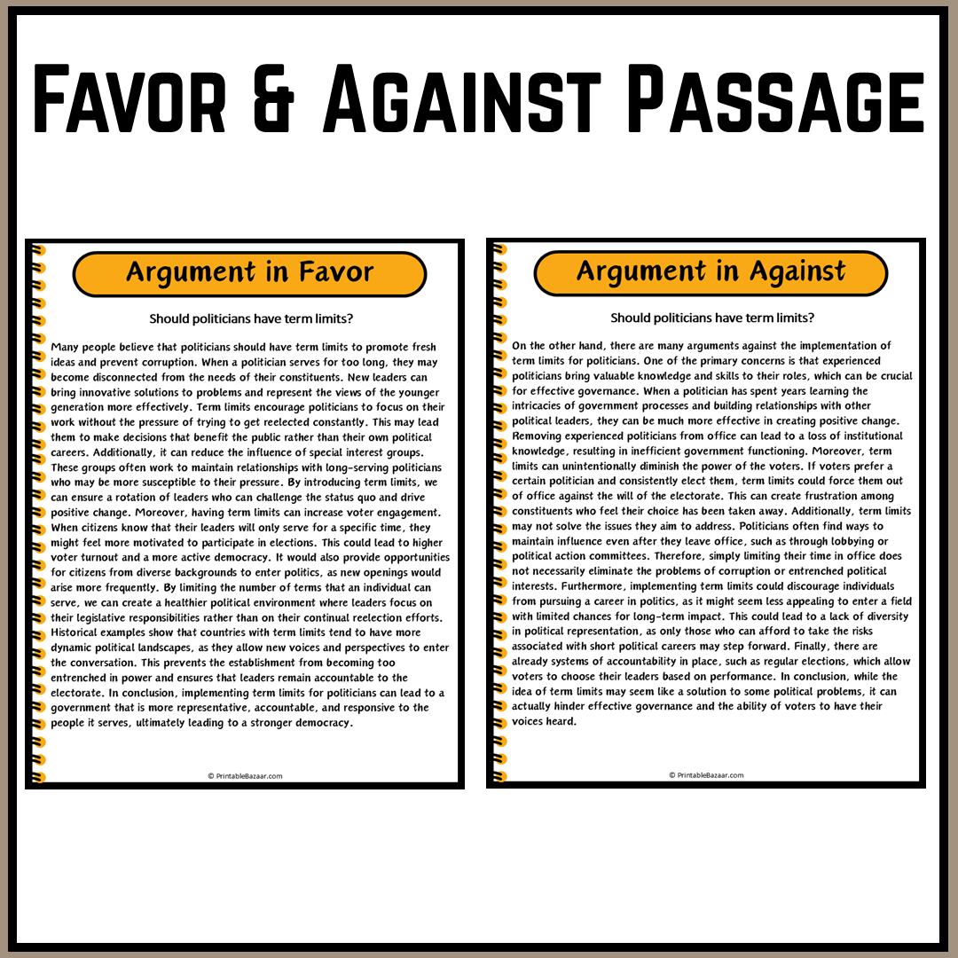 Should politicians have term limits? | Debate Case Study Worksheet