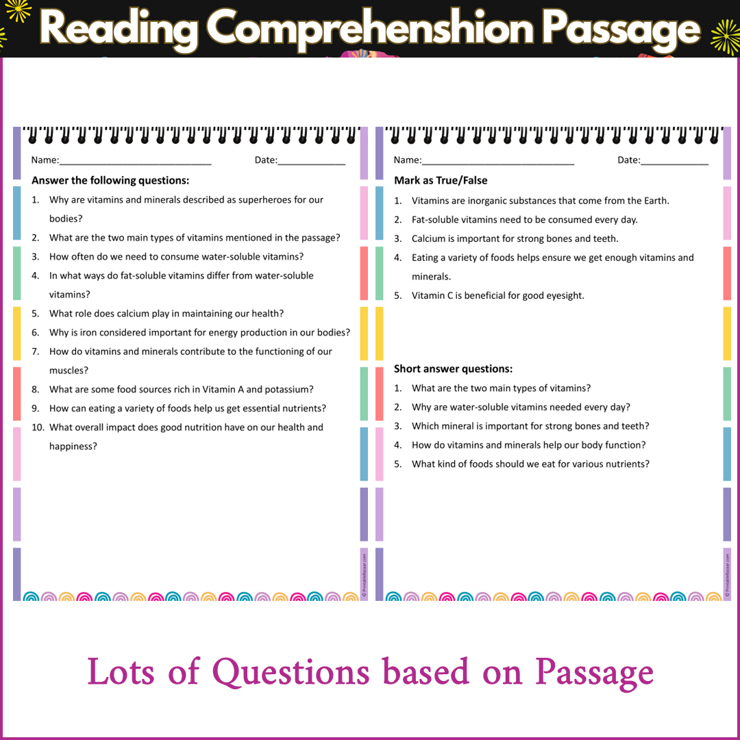 Vitamins and Minerals | Reading Comprehension Passage and Questions