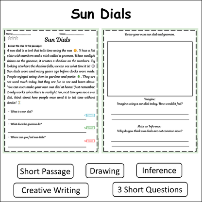 Sun Dials | Short Reading Comprehension Creative Worksheet