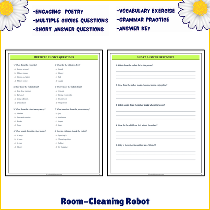 Room-Cleaning Robot | Poem Grammar Worksheet Printable Activity