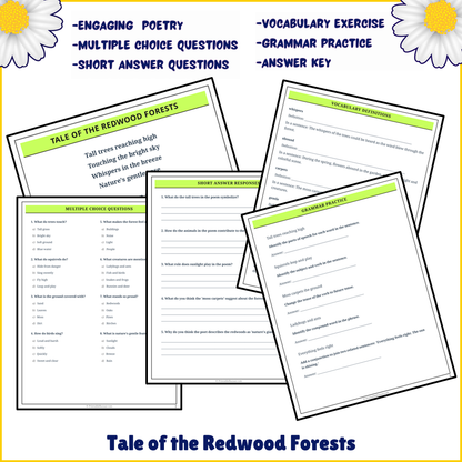 Tale of the Redwood Forests | Poem Grammar Worksheet Printable Activity