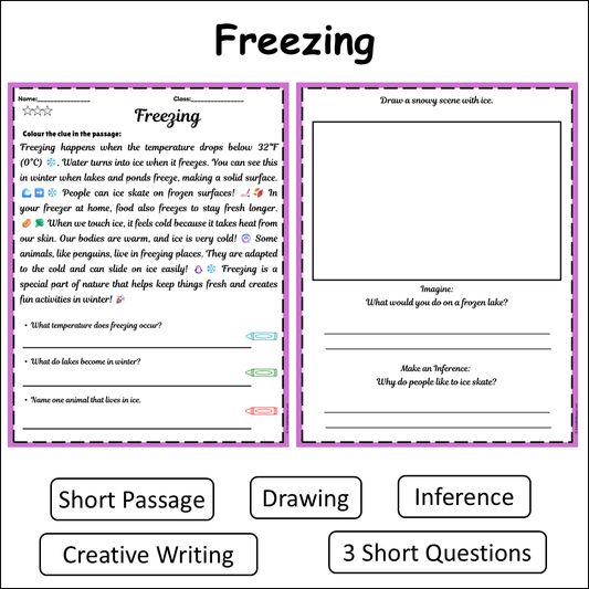 Freezing | Short Reading Comprehension Creative Worksheet