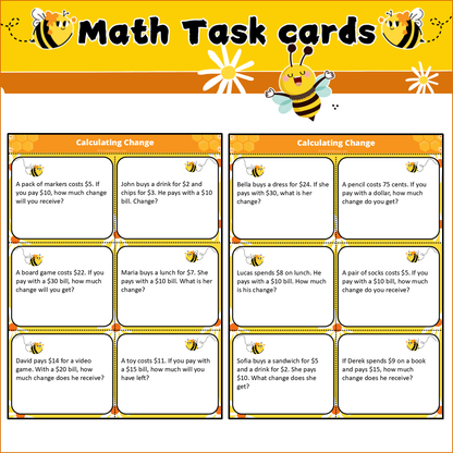 Calculating Change | Math Task Cards