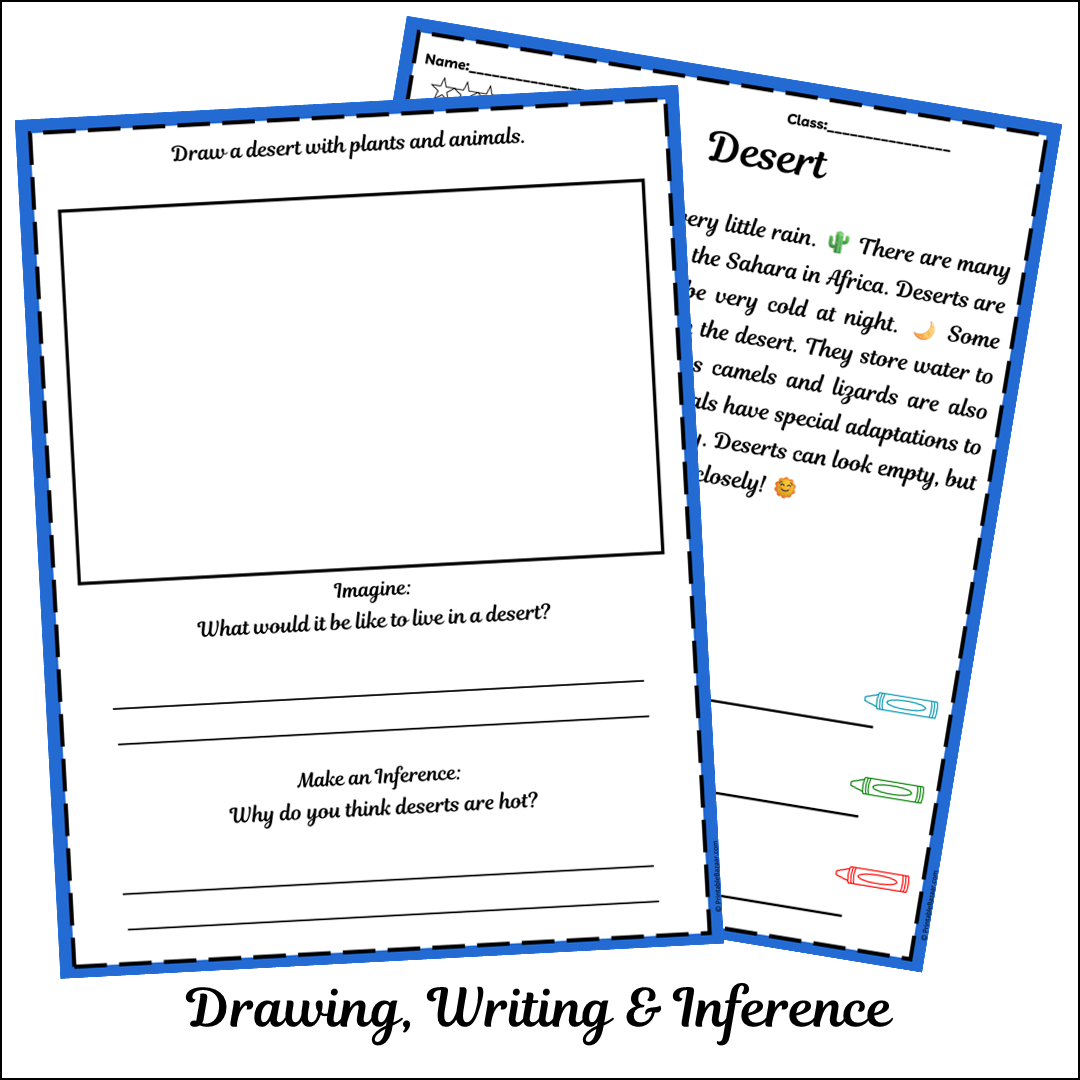 Desert | Short Reading Comprehension Creative Worksheet