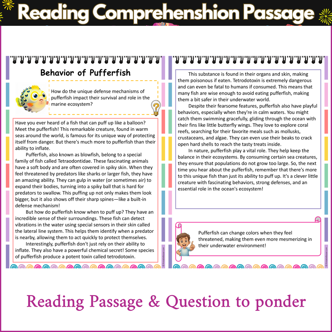 Behavior of Pufferfish | Reading Comprehension Passage and Questions