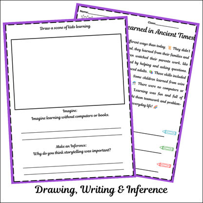 How Kids Learned in Ancient Times | Short Reading Comprehension Creative Worksheet