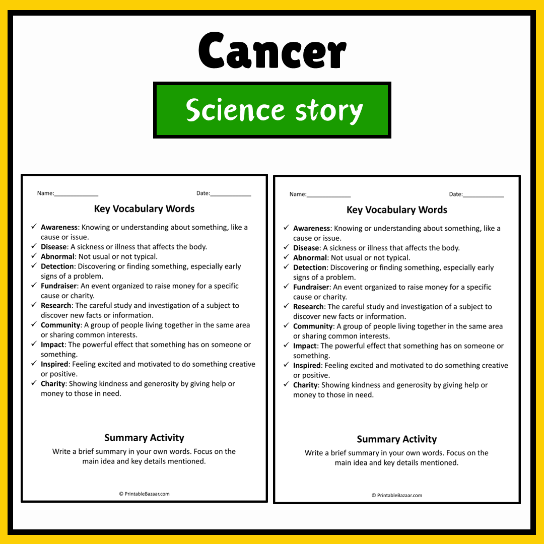 Cancer | Science Story Reading Comprehension Activity