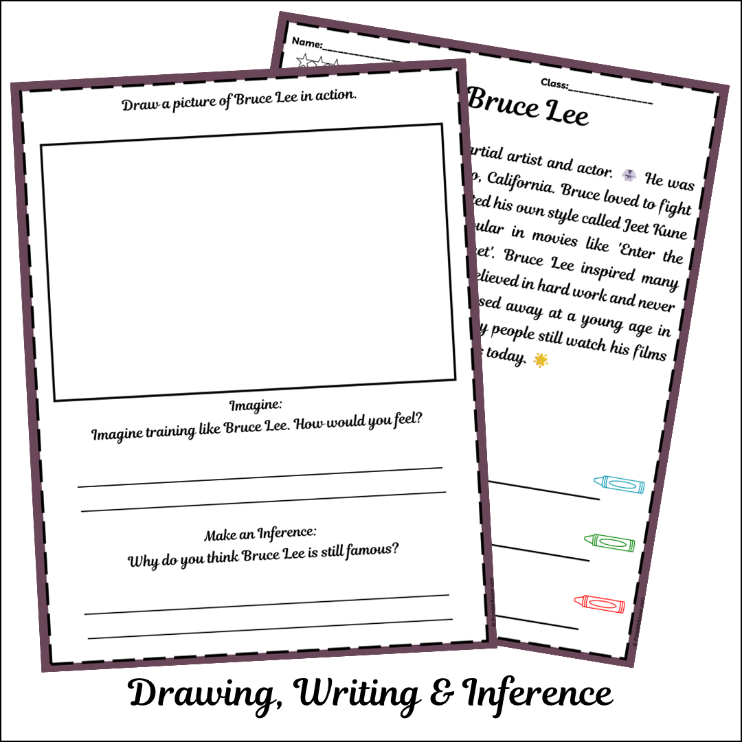 Bruce Lee | Short Reading Comprehension Creative Worksheet