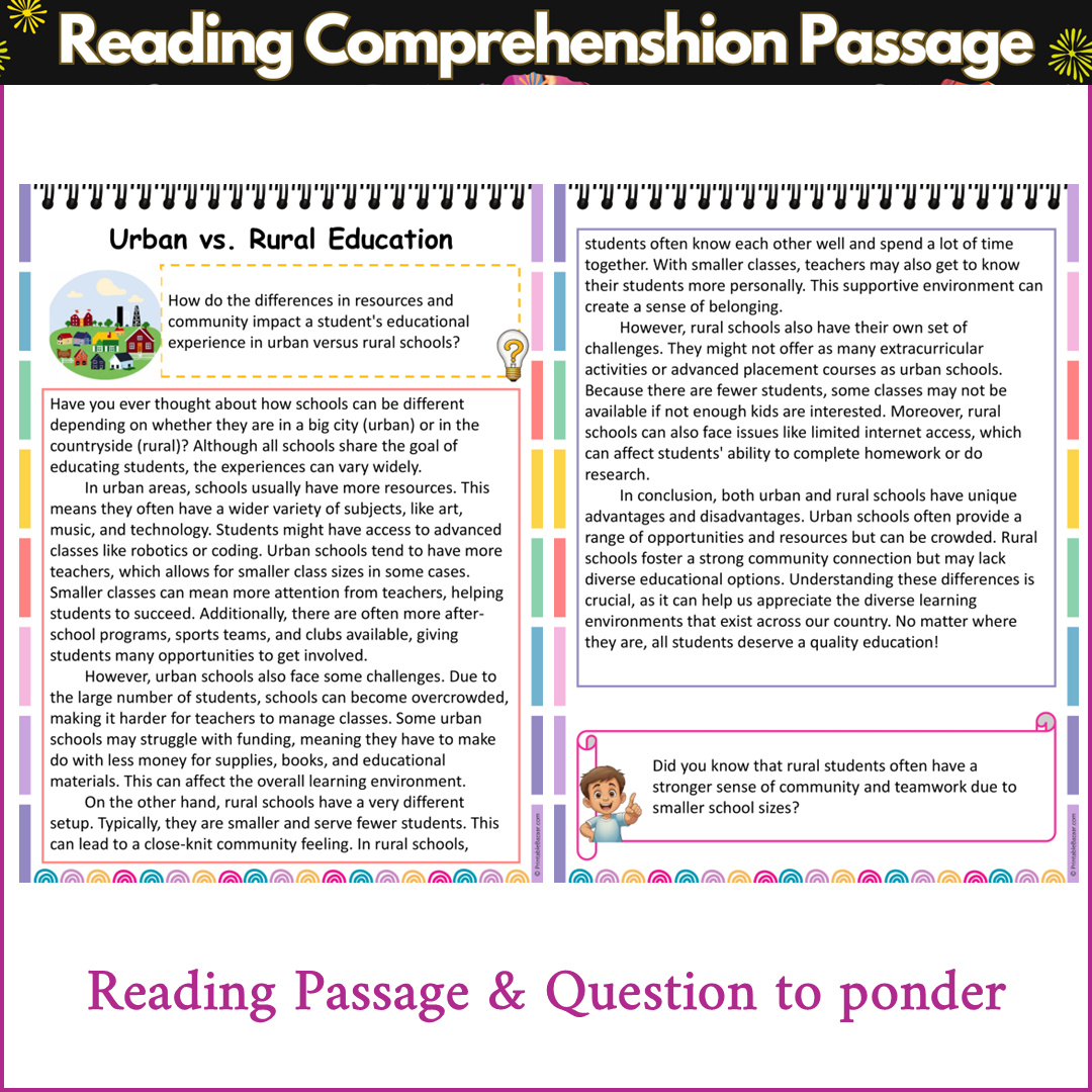 Urban vs. Rural Education | Reading Comprehension Passage and Questions