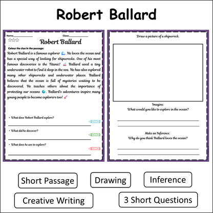 Robert Ballard | Short Reading Comprehension Creative Worksheet