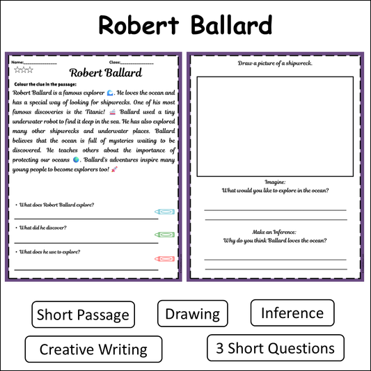 Robert Ballard | Short Reading Comprehension Creative Worksheet