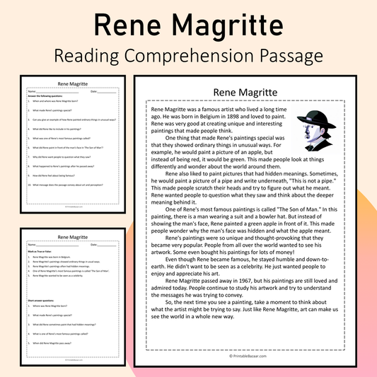 Rene Magritte | Reading Comprehension Passage Printable Activity