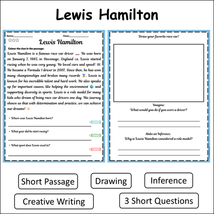 Lewis Hamilton | Short Reading Comprehension Creative Worksheet