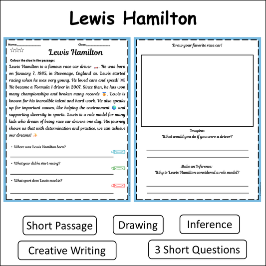 Lewis Hamilton | Short Reading Comprehension Creative Worksheet