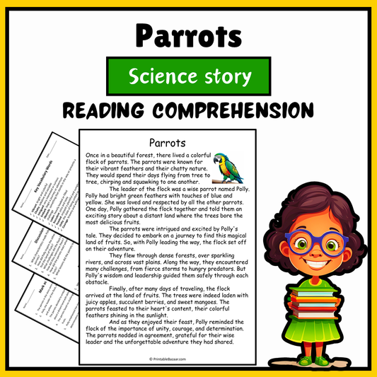 Parrots | Science Story Reading Comprehension Activity