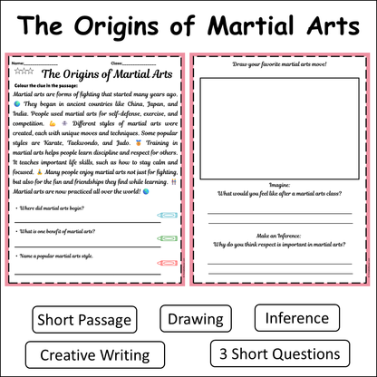 The Origins of Martial Arts | Short Reading Comprehension Creative Worksheet