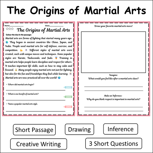 The Origins of Martial Arts | Short Reading Comprehension Creative Worksheet