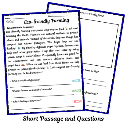 Eco-friendly Farming | Short Reading Comprehension Creative Worksheet