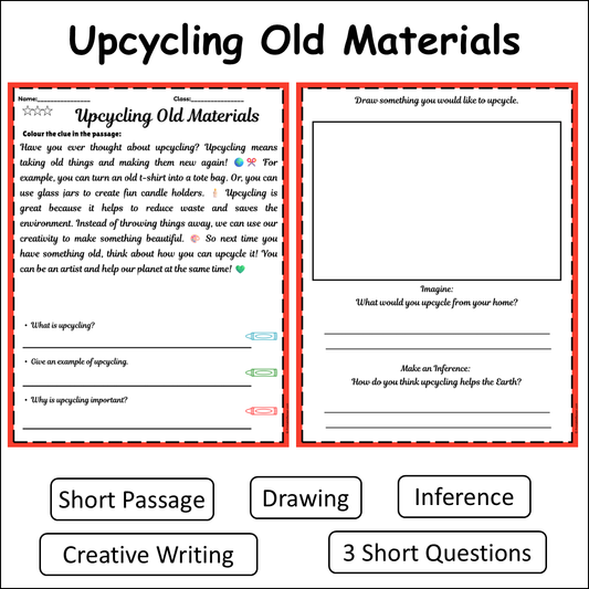 Upcycling Old Materials | Short Reading Comprehension Creative Worksheet