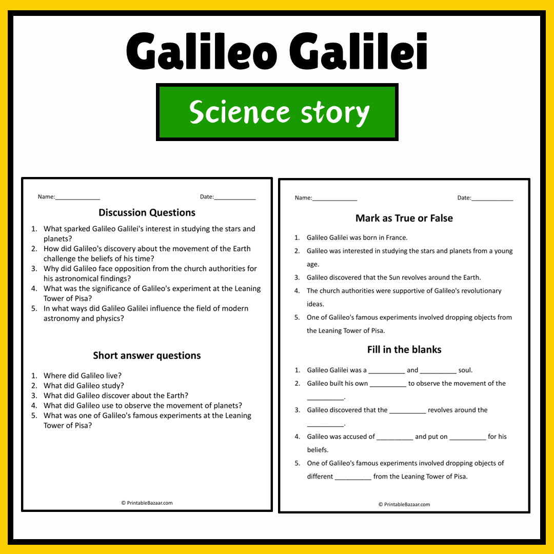 Galileo Galilei | Science Story Reading Comprehension Activity