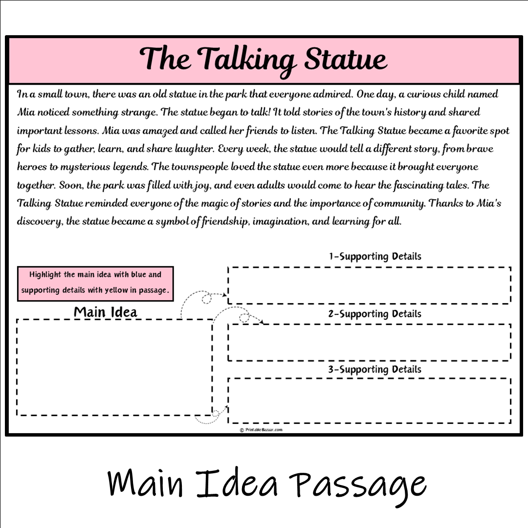 The Talking Statue | Main Idea and Supporting Details Reading Passage and Questions