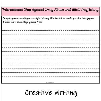 International Day Against Drug Abuse and Illicit Trafficking | Main Idea and Supporting Details Reading Passage and Questions