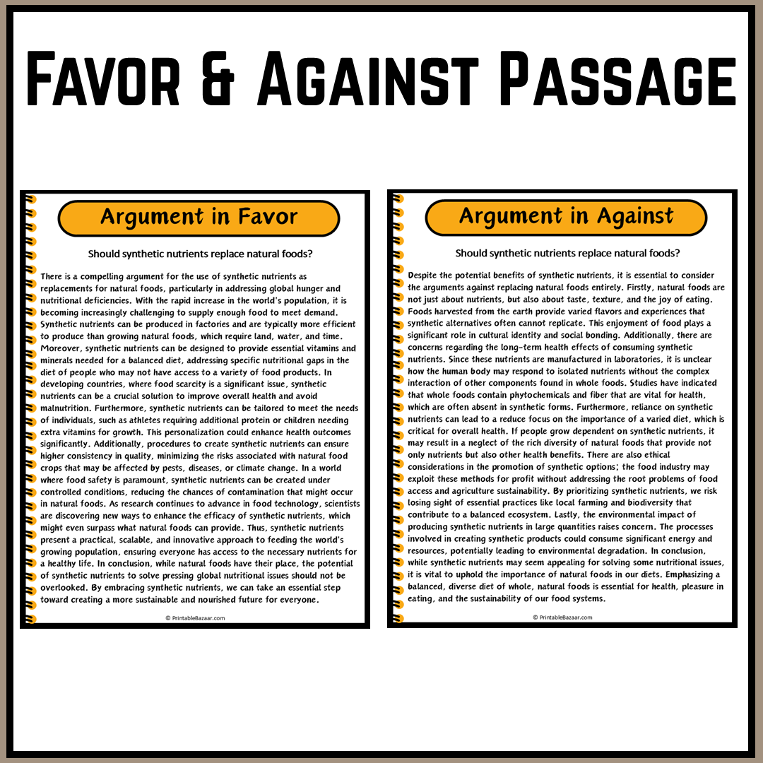 Should synthetic nutrients replace natural foods? | Debate Case Study Worksheet