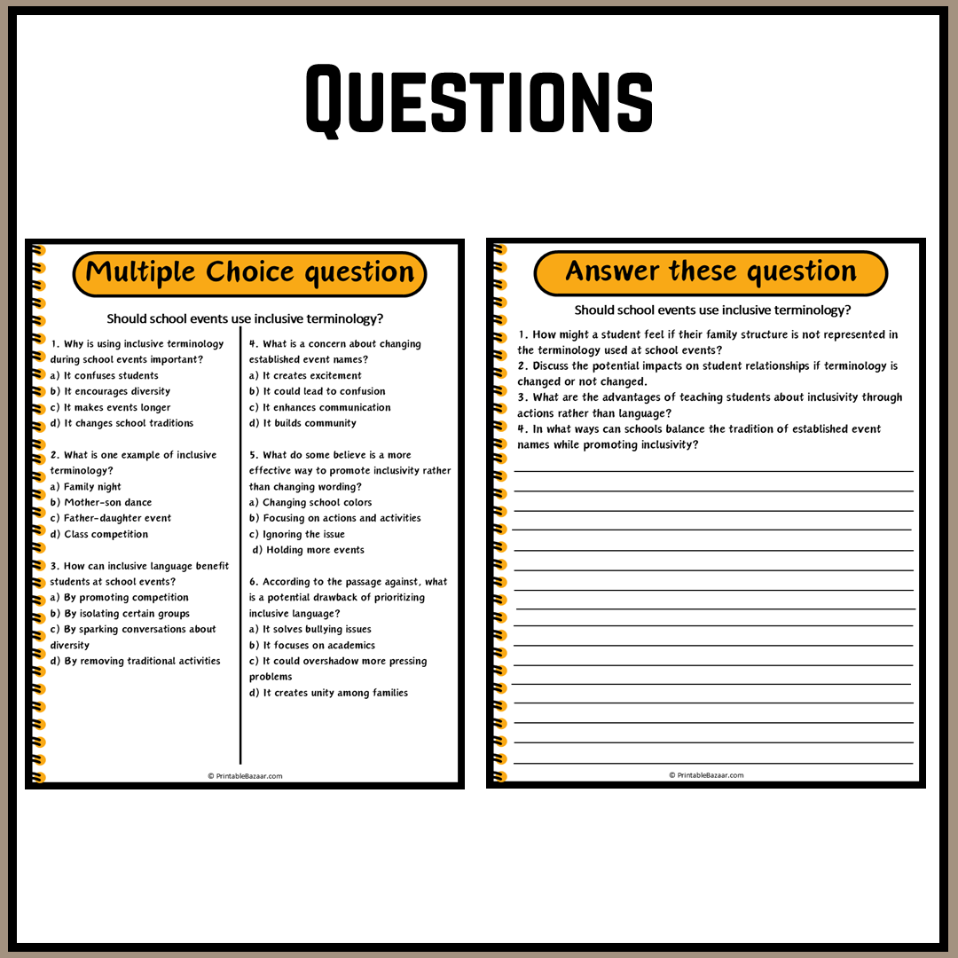 Should school events use inclusive terminology? | Debate Case Study Worksheet