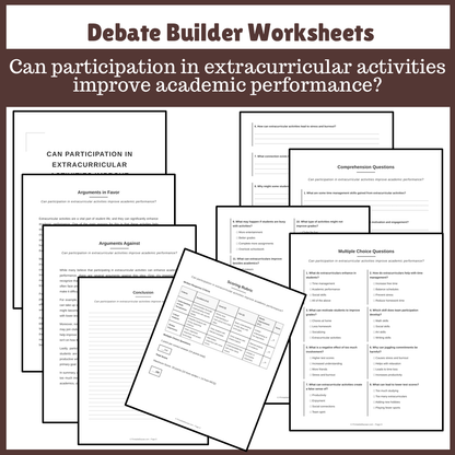 Can participation in extracurricular activities improve academic performance? | Favour and Against Worksheet Printable Activity
