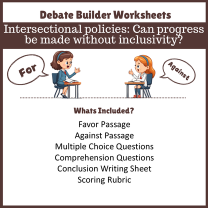 Intersectional policies: Can progress be made without inclusivity? | Favour and Against Worksheet Printable Activity