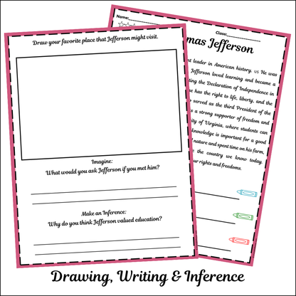 Thomas Jefferson | Short Reading Comprehension Creative Worksheet