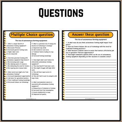 The rise of autonomous farming equipment | Debate Case Study Worksheet