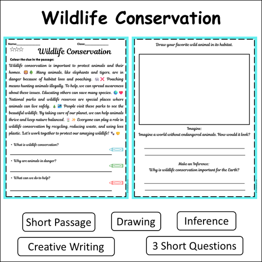 Wildlife Conservation | Short Reading Comprehension Creative Worksheet